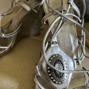 Nature Breeze- Elegant Silver Strappy Women's Heels